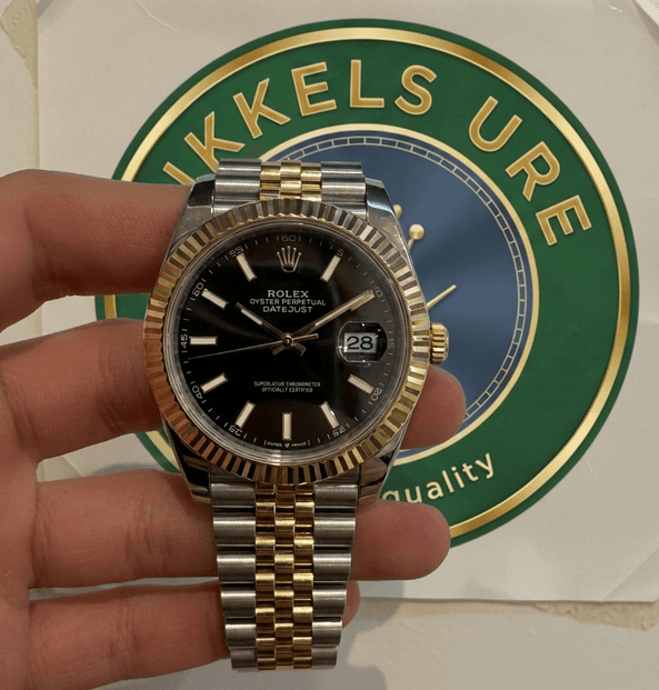 Rolex Datejust 41mm sølv og guld, sort urskive